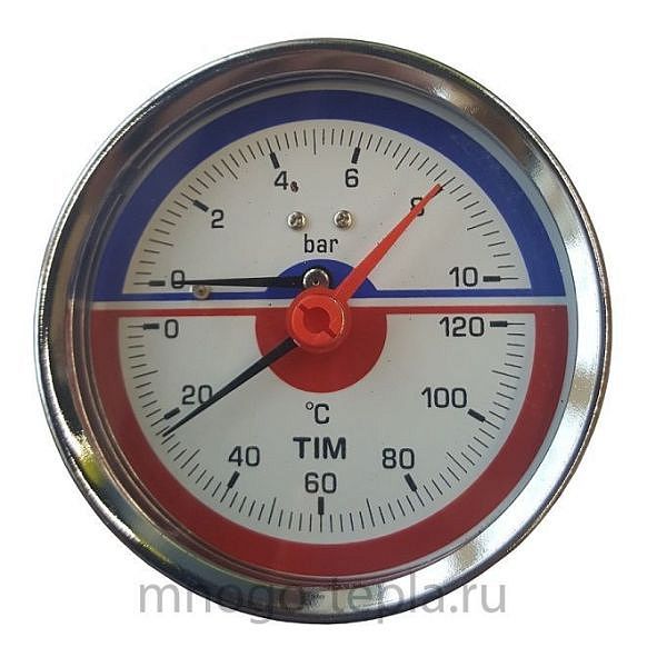 Термоманометр TIM 10-1/2" 80 мм  аксиал.  (выход сзади)