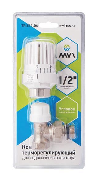 Вентиль MVI  1/2" комплект для радиатора  термостатический  угловой