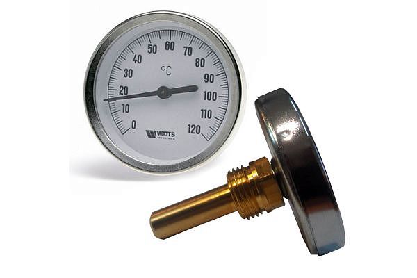 Термометр T63/50 бимет.  0-120 С, D 63 мм, 1/2"   WATTS 10005800 (03.01.040)